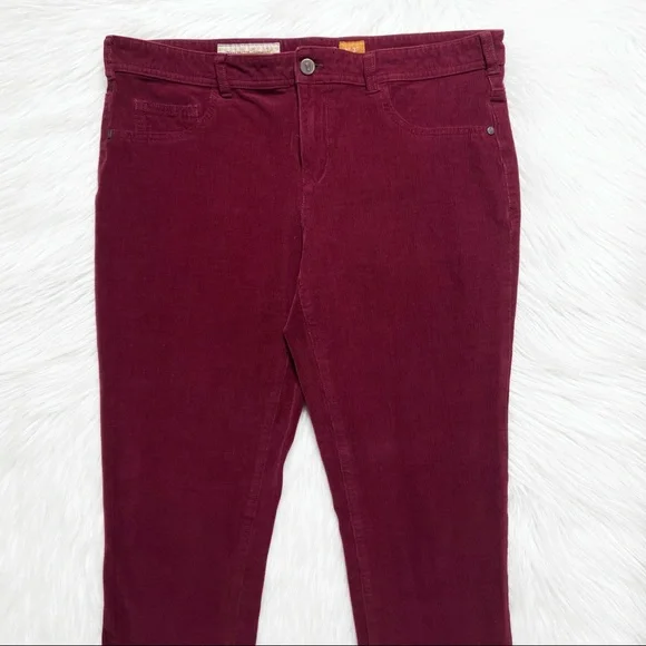 SOLD-Anthropologie Burgundy Wine Micro Cord Skinny Chino Pants - Picture 4 of 11